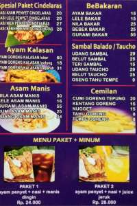 menu 0 Ayam Penyet Cindelaras Ringroad