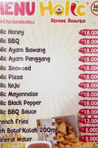 menu 0 Chicken Holic City Walk