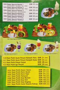 menu 6 Ayam Penyet Jakarta Gatot Subroto