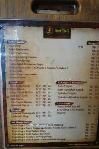 menu 0 Kopi Ong Dr Mansyur