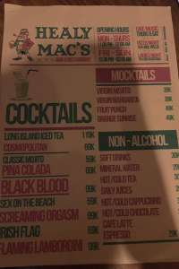 menu 8 Healy Macs Irish Bar & Restaurant